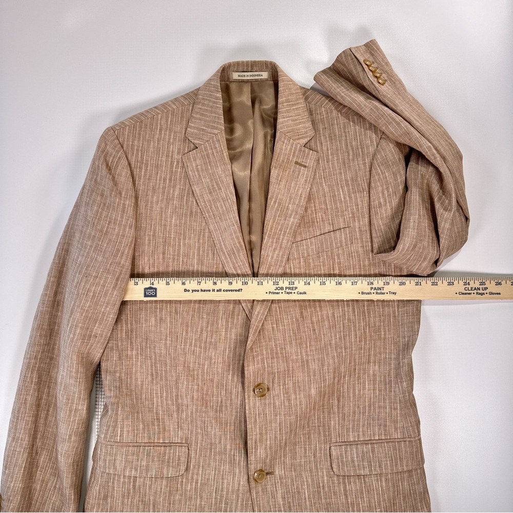Lauren Ralph Lauren Linen Pinstripe Sport Coat Mens M Tan Coastal Quiet Luxury - Picture 12 of 13